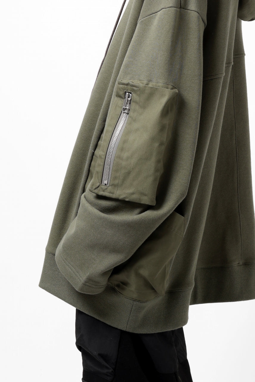 Load image into Gallery viewer, A.F ARTEFACT COMBI HOODIE PULLOVER PARKA / COTTON SWEAT (KHAKI)