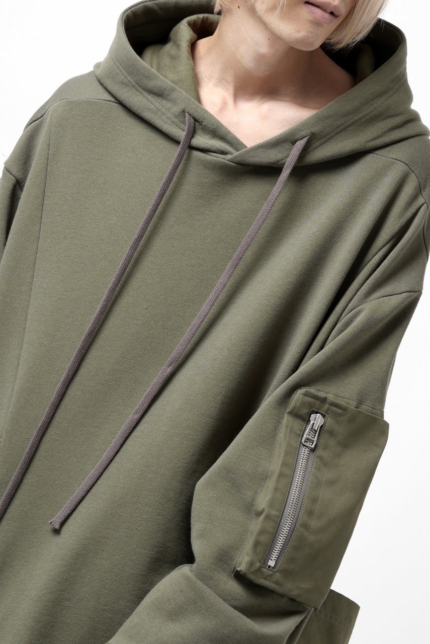 Load image into Gallery viewer, A.F ARTEFACT COMBI HOODIE PULLOVER PARKA / COTTON SWEAT (KHAKI)