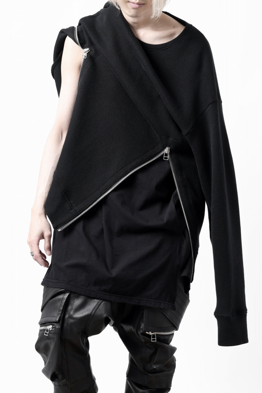 画像をギャラリービューアに読み込む, A.F ARTEFACT LAYERED ZIP PULLOVER / COTTON KNIT+JERSEY (BLACK)