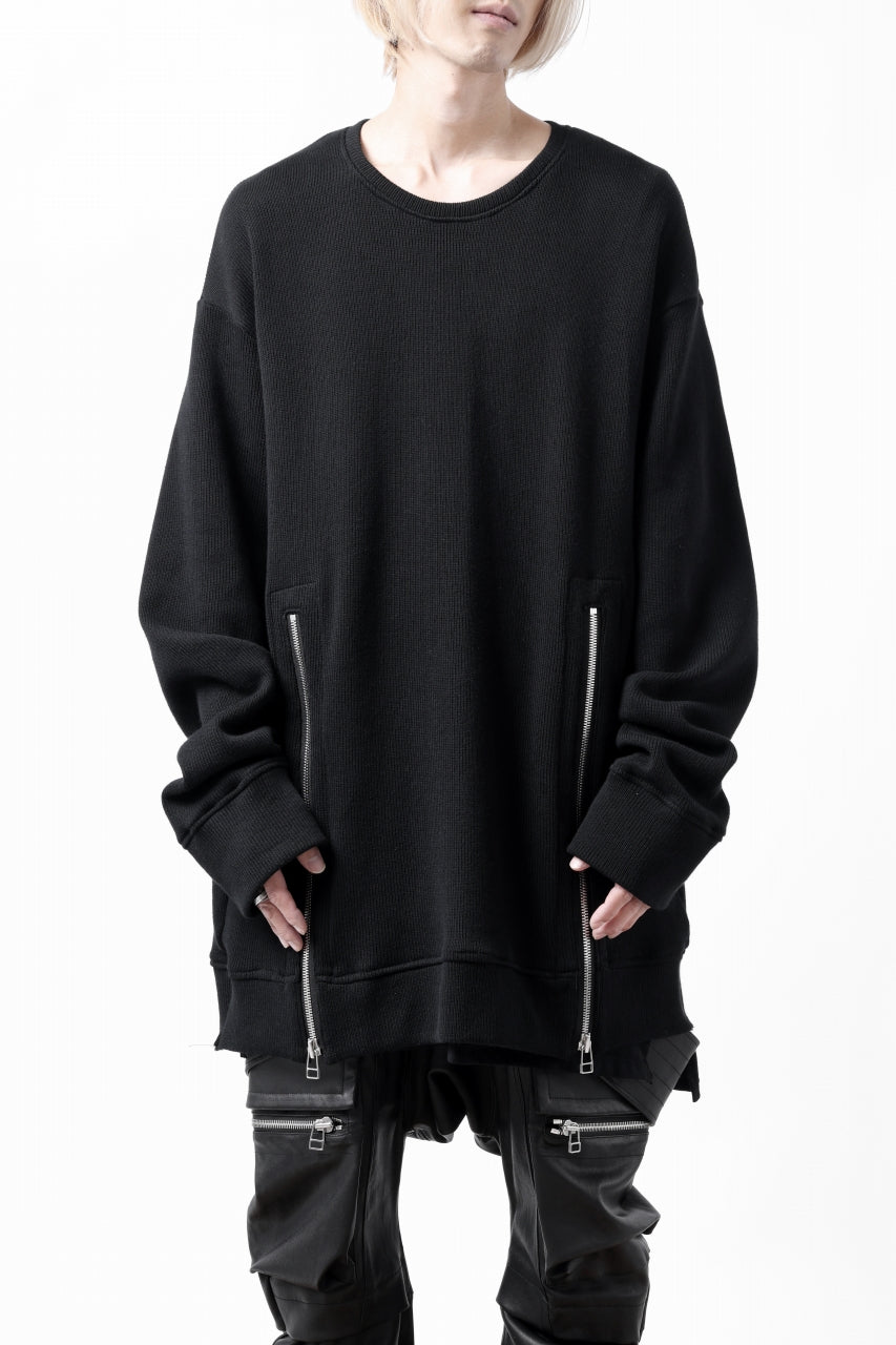 画像をギャラリービューアに読み込む, A.F ARTEFACT LAYERED ZIP PULLOVER / COTTON KNIT+JERSEY (BLACK)