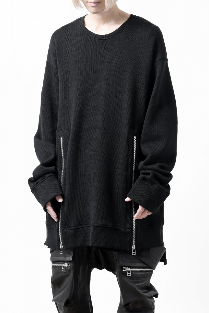 画像をギャラリービューアに読み込む, A.F ARTEFACT LAYERED ZIP PULLOVER / COTTON KNIT+JERSEY (BLACK)