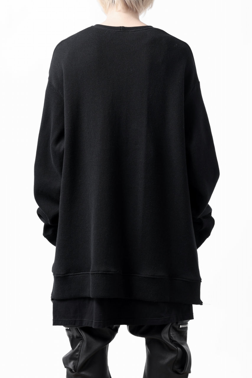 画像をギャラリービューアに読み込む, A.F ARTEFACT LAYERED ZIP PULLOVER / COTTON KNIT+JERSEY (BLACK)