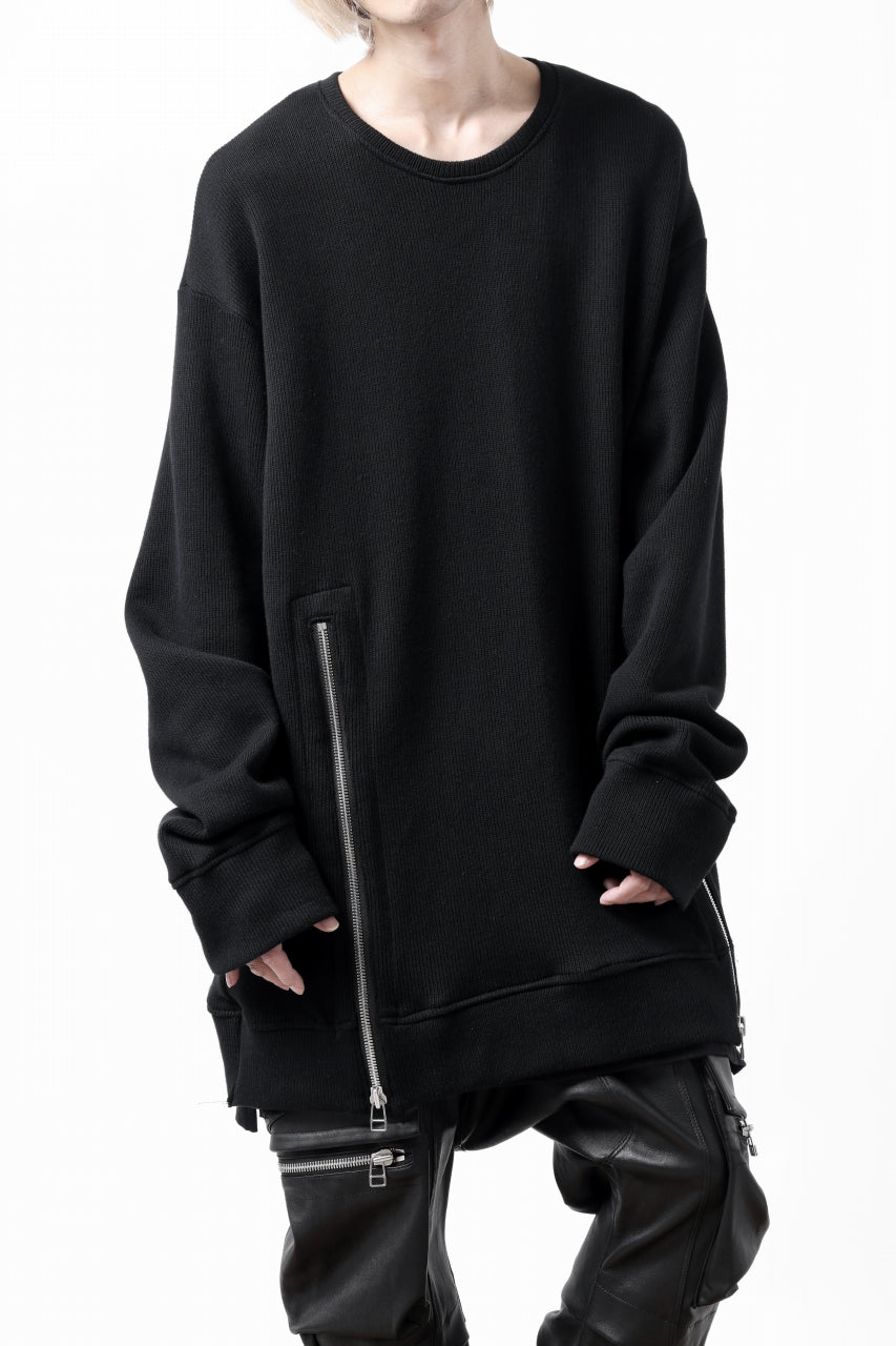 画像をギャラリービューアに読み込む, A.F ARTEFACT LAYERED ZIP PULLOVER / COTTON KNIT+JERSEY (BLACK)