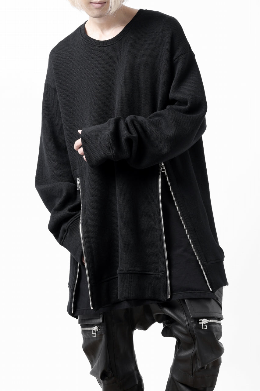 画像をギャラリービューアに読み込む, A.F ARTEFACT LAYERED ZIP PULLOVER / COTTON KNIT+JERSEY (BLACK)