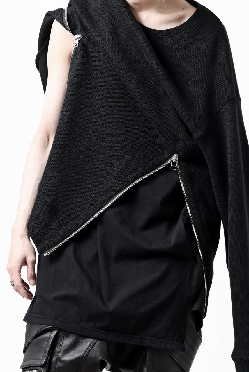 画像をギャラリービューアに読み込む, A.F ARTEFACT LAYERED ZIP PULLOVER / COTTON KNIT+JERSEY (BLACK)
