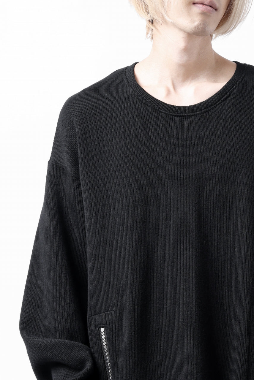 画像をギャラリービューアに読み込む, A.F ARTEFACT LAYERED ZIP PULLOVER / COTTON KNIT+JERSEY (BLACK)
