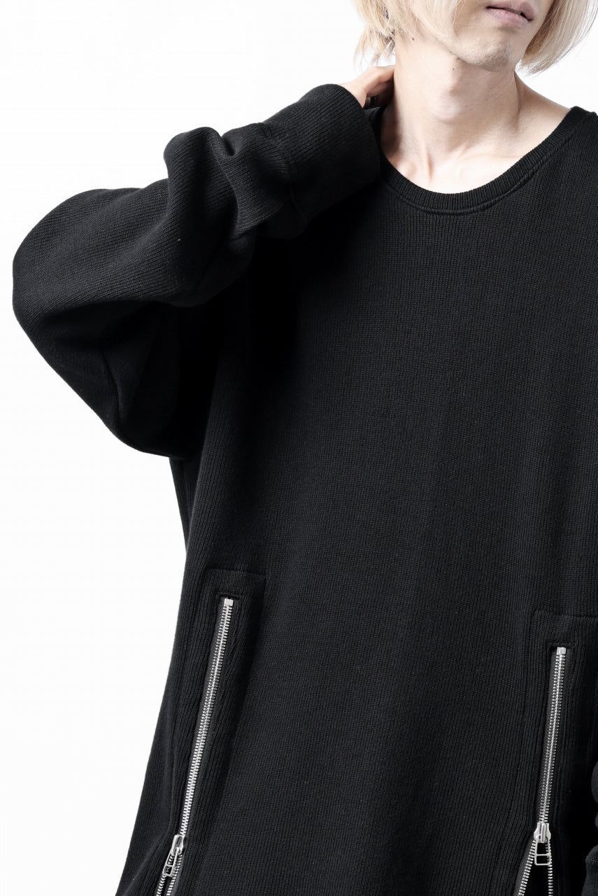 画像をギャラリービューアに読み込む, A.F ARTEFACT LAYERED ZIP PULLOVER / COTTON KNIT+JERSEY (BLACK)