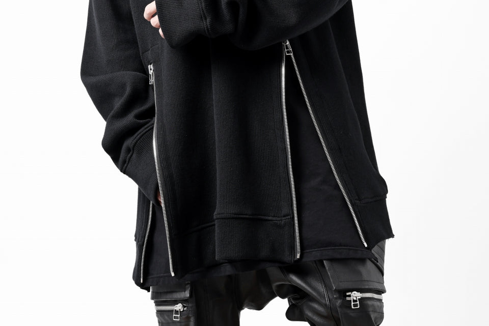 画像をギャラリービューアに読み込む, A.F ARTEFACT LAYERED ZIP PULLOVER / COTTON KNIT+JERSEY (BLACK)