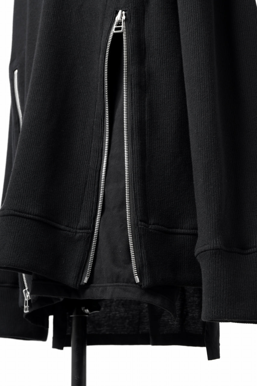画像をギャラリービューアに読み込む, A.F ARTEFACT LAYERED ZIP PULLOVER / COTTON KNIT+JERSEY (BLACK)