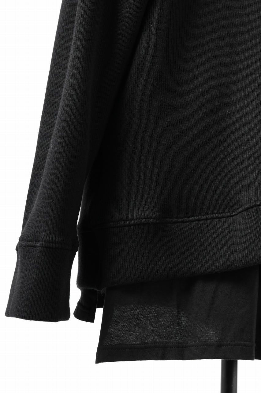 画像をギャラリービューアに読み込む, A.F ARTEFACT LAYERED ZIP PULLOVER / COTTON KNIT+JERSEY (BLACK)