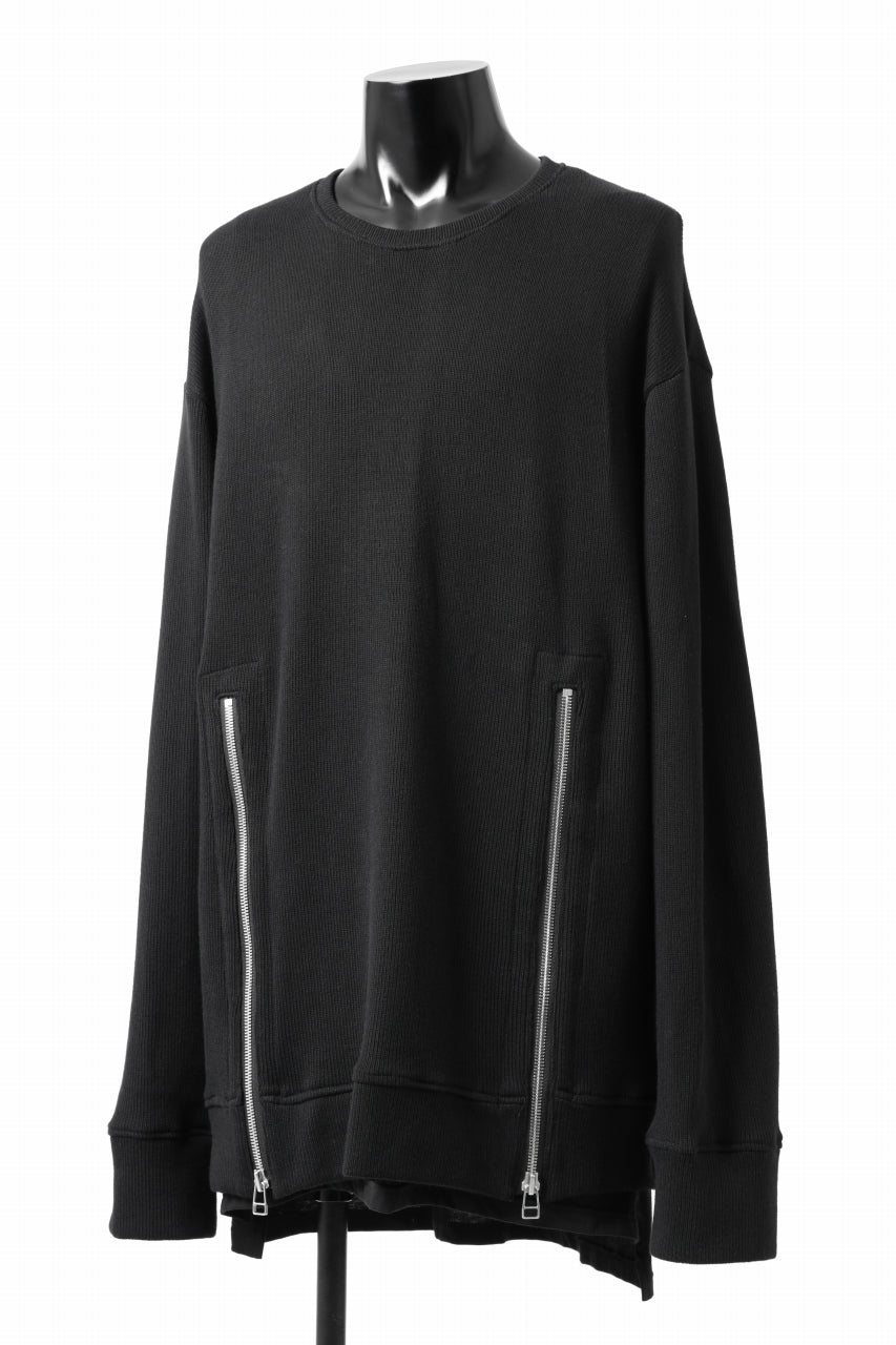 画像をギャラリービューアに読み込む, A.F ARTEFACT LAYERED ZIP PULLOVER / COTTON KNIT+JERSEY (BLACK)