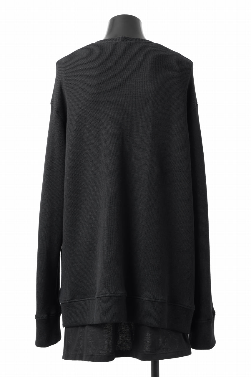 画像をギャラリービューアに読み込む, A.F ARTEFACT LAYERED ZIP PULLOVER / COTTON KNIT+JERSEY (BLACK)