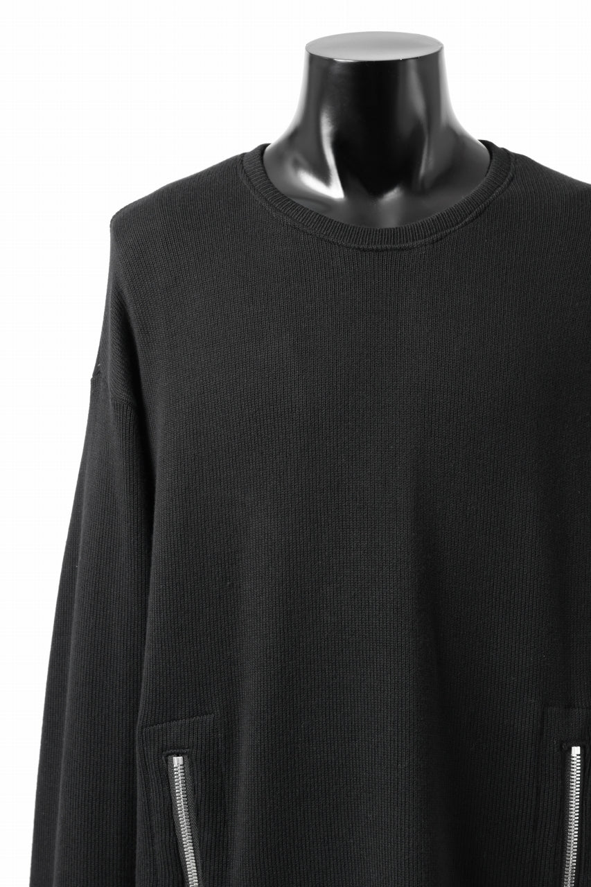 画像をギャラリービューアに読み込む, A.F ARTEFACT LAYERED ZIP PULLOVER / COTTON KNIT+JERSEY (BLACK)