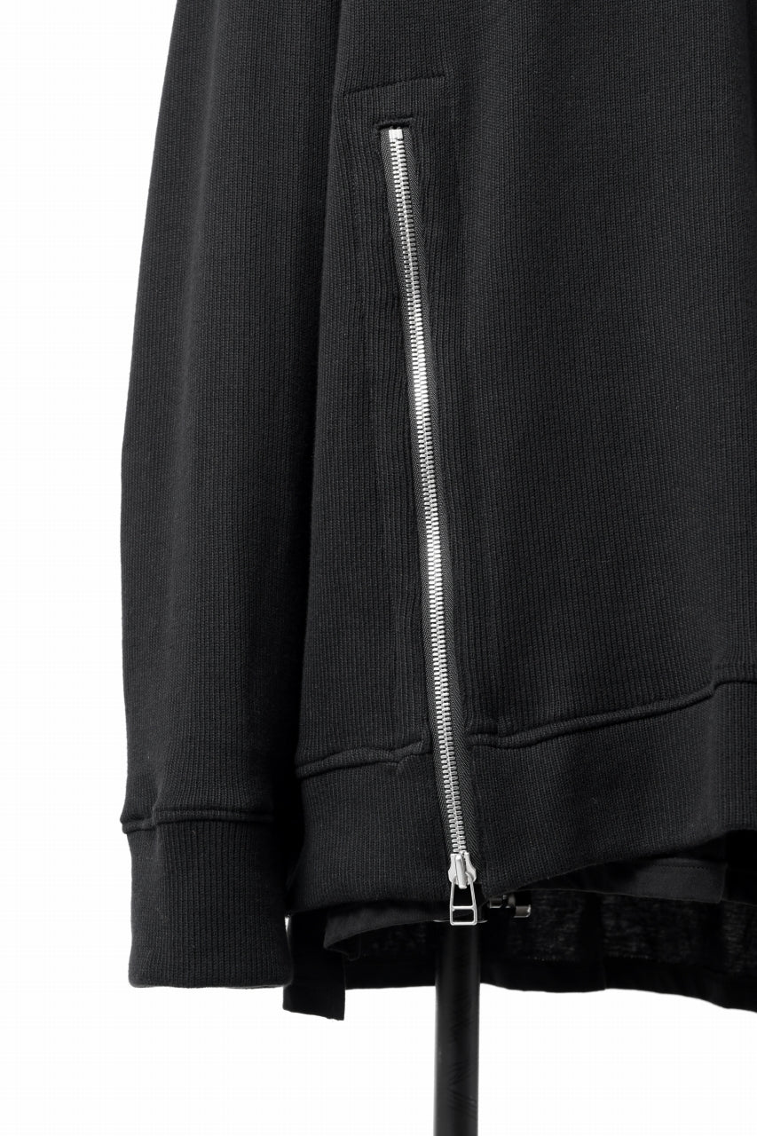 画像をギャラリービューアに読み込む, A.F ARTEFACT LAYERED ZIP PULLOVER / COTTON KNIT+JERSEY (BLACK)
