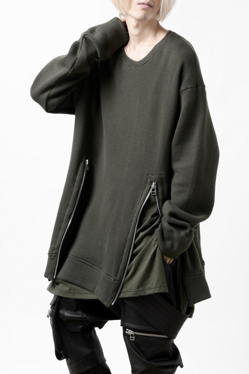 画像をギャラリービューアに読み込む, A.F ARTEFACT LAYERED ZIP PULLOVER / COTTON KNIT+JERSEY (KHAKI)