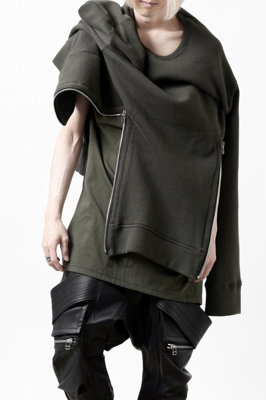 画像をギャラリービューアに読み込む, A.F ARTEFACT LAYERED ZIP PULLOVER / COTTON KNIT+JERSEY (KHAKI)