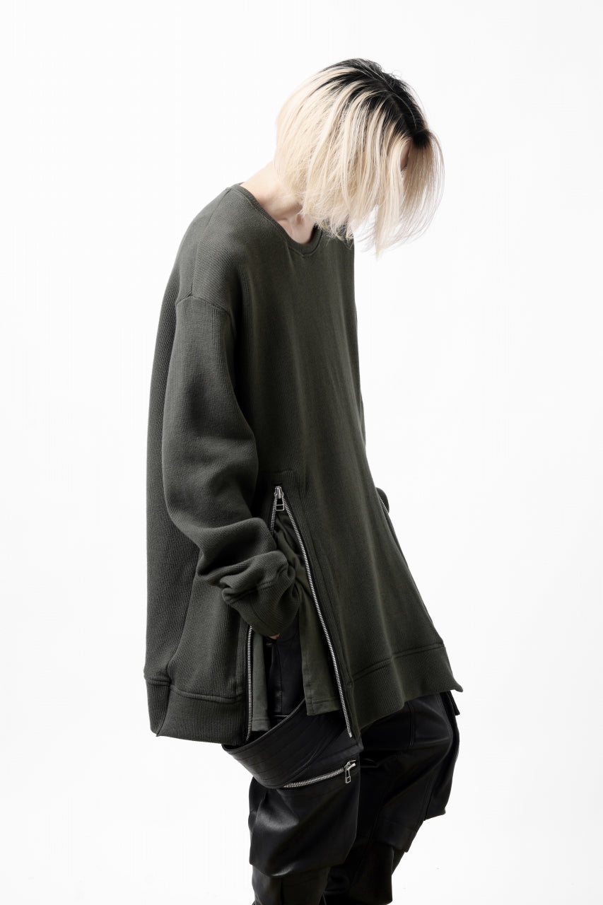 画像をギャラリービューアに読み込む, A.F ARTEFACT LAYERED ZIP PULLOVER / COTTON KNIT+JERSEY (KHAKI)