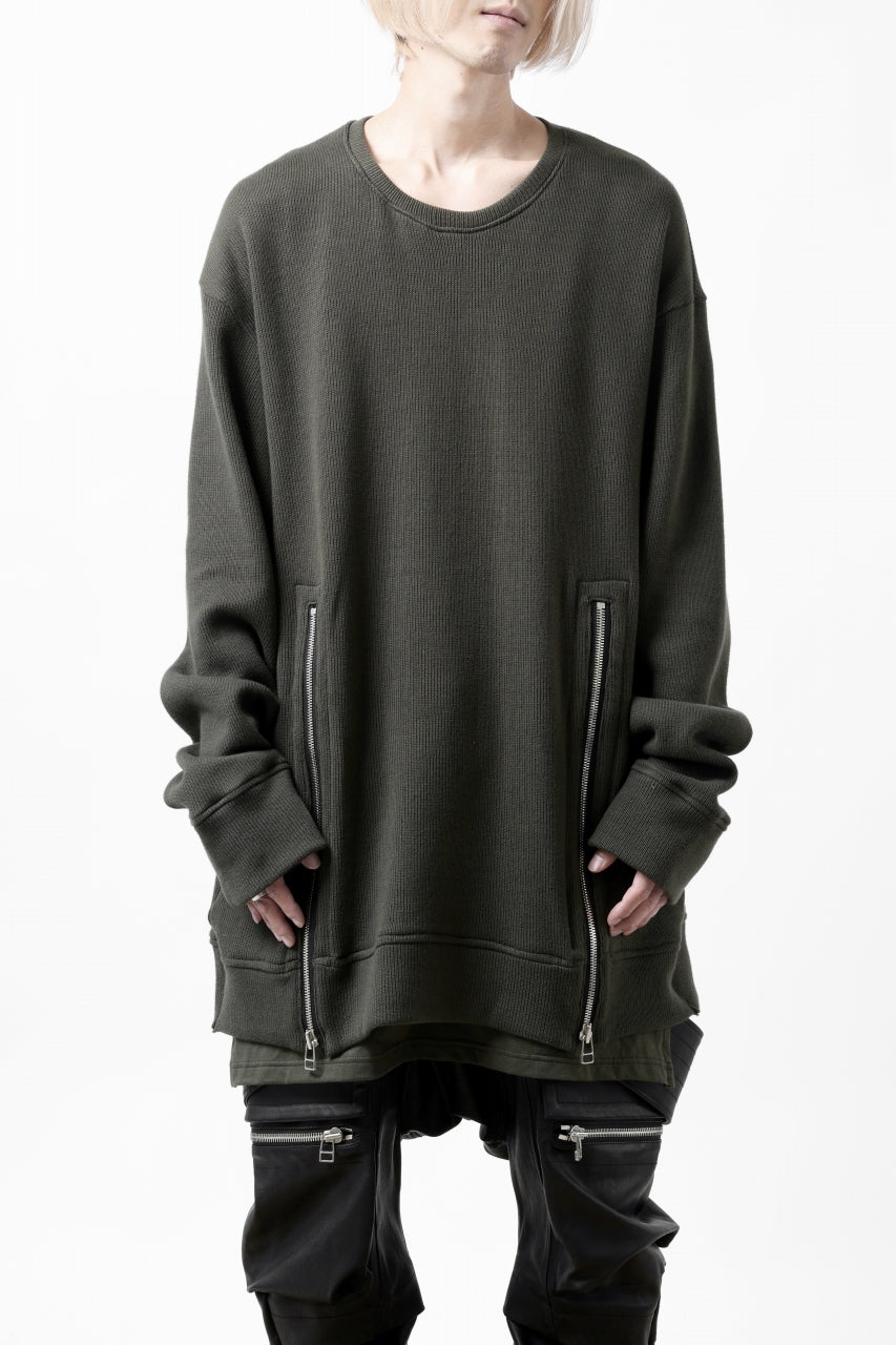 画像をギャラリービューアに読み込む, A.F ARTEFACT LAYERED ZIP PULLOVER / COTTON KNIT+JERSEY (KHAKI)
