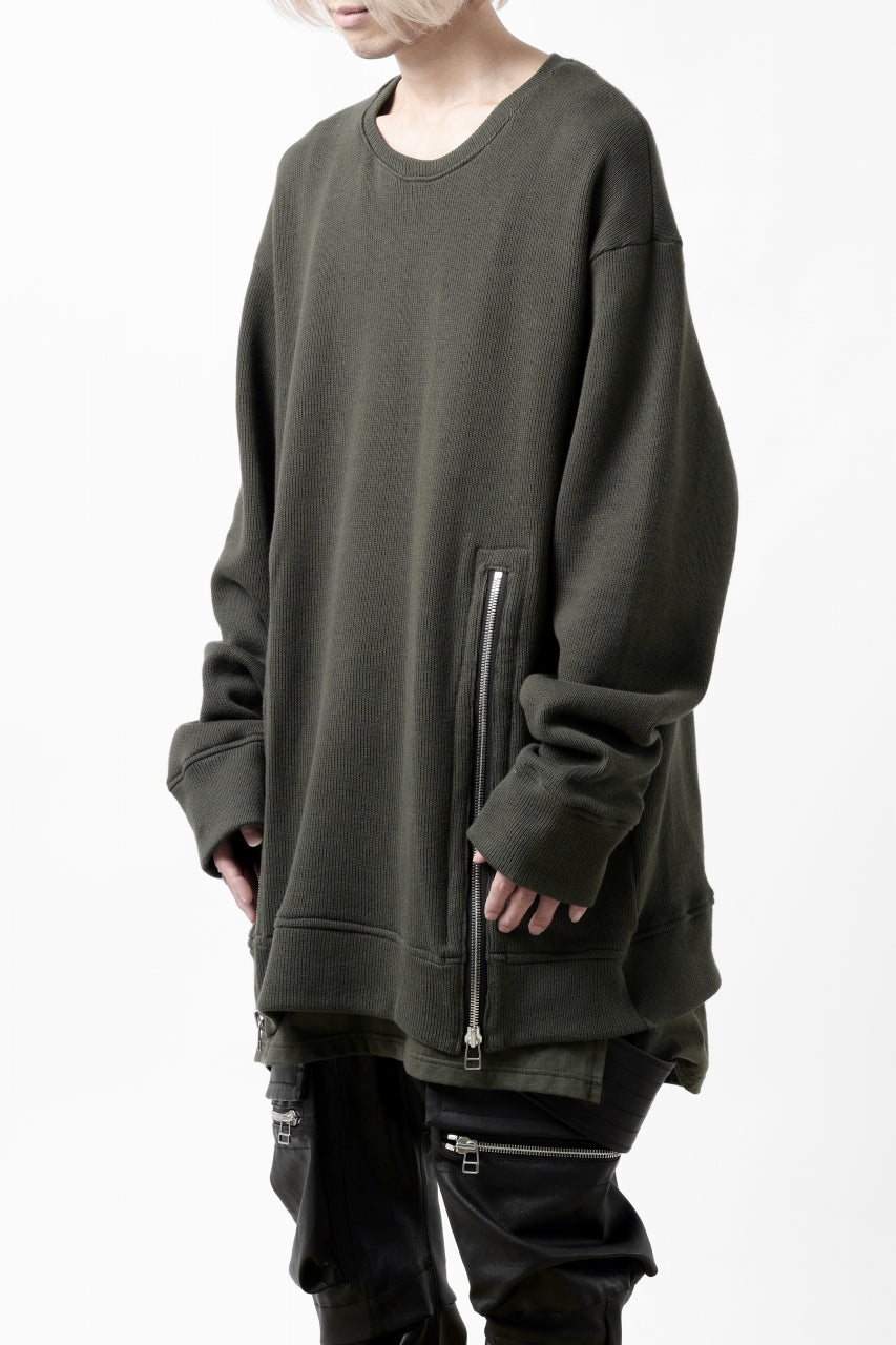 画像をギャラリービューアに読み込む, A.F ARTEFACT LAYERED ZIP PULLOVER / COTTON KNIT+JERSEY (KHAKI)