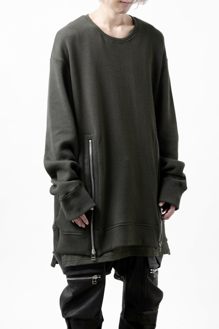 画像をギャラリービューアに読み込む, A.F ARTEFACT LAYERED ZIP PULLOVER / COTTON KNIT+JERSEY (KHAKI)