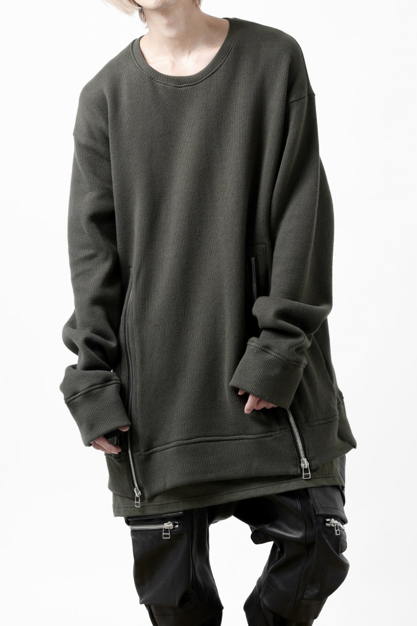 画像をギャラリービューアに読み込む, A.F ARTEFACT LAYERED ZIP PULLOVER / COTTON KNIT+JERSEY (KHAKI)