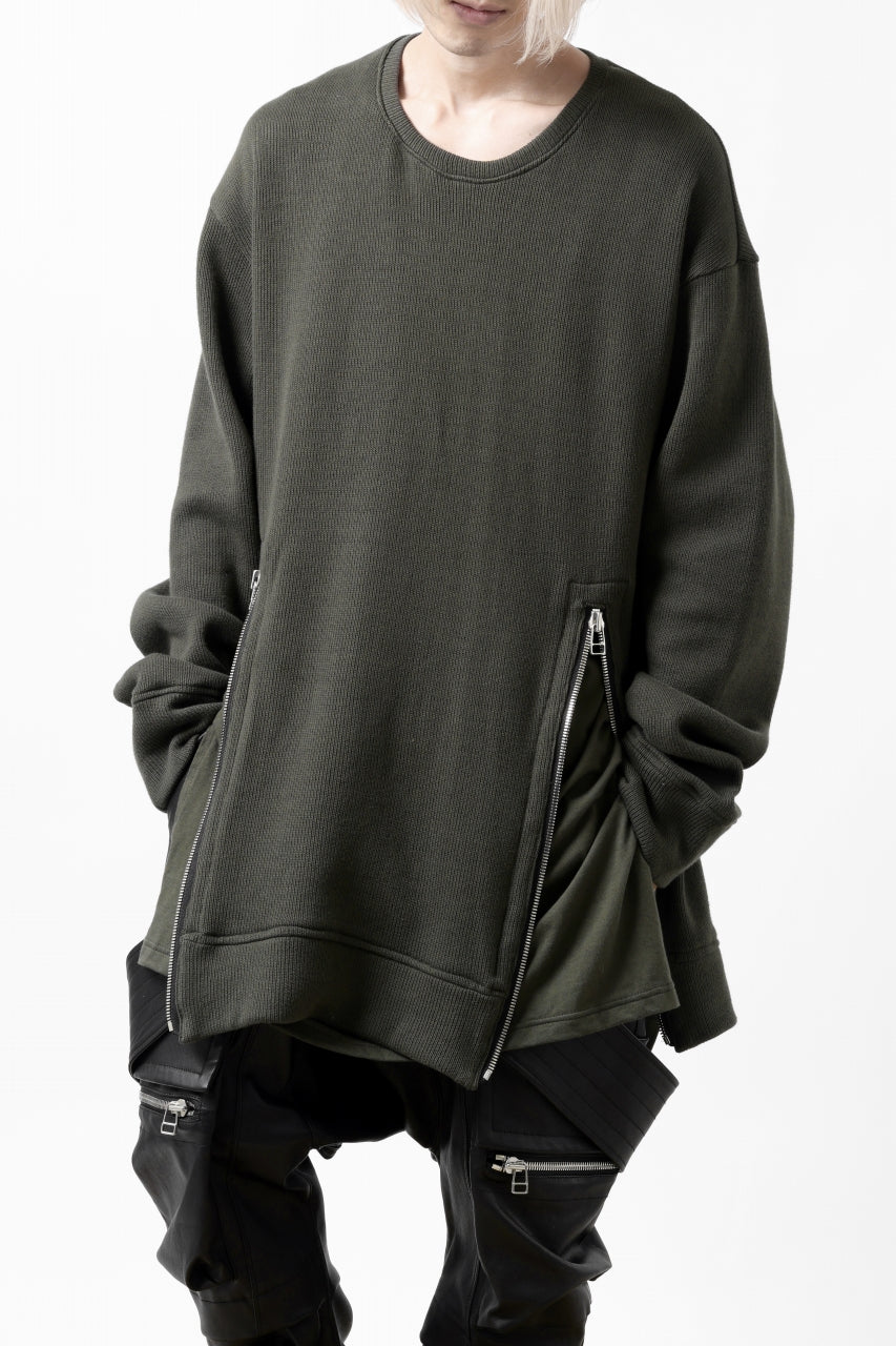 画像をギャラリービューアに読み込む, A.F ARTEFACT LAYERED ZIP PULLOVER / COTTON KNIT+JERSEY (KHAKI)
