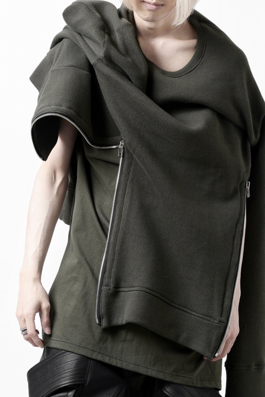 画像をギャラリービューアに読み込む, A.F ARTEFACT LAYERED ZIP PULLOVER / COTTON KNIT+JERSEY (KHAKI)