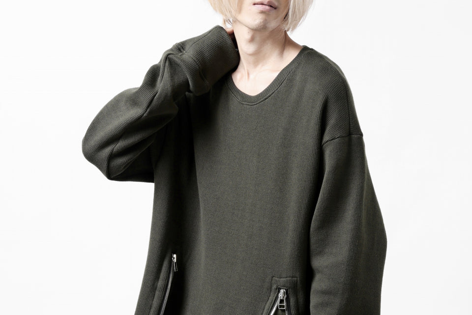 画像をギャラリービューアに読み込む, A.F ARTEFACT LAYERED ZIP PULLOVER / COTTON KNIT+JERSEY (KHAKI)