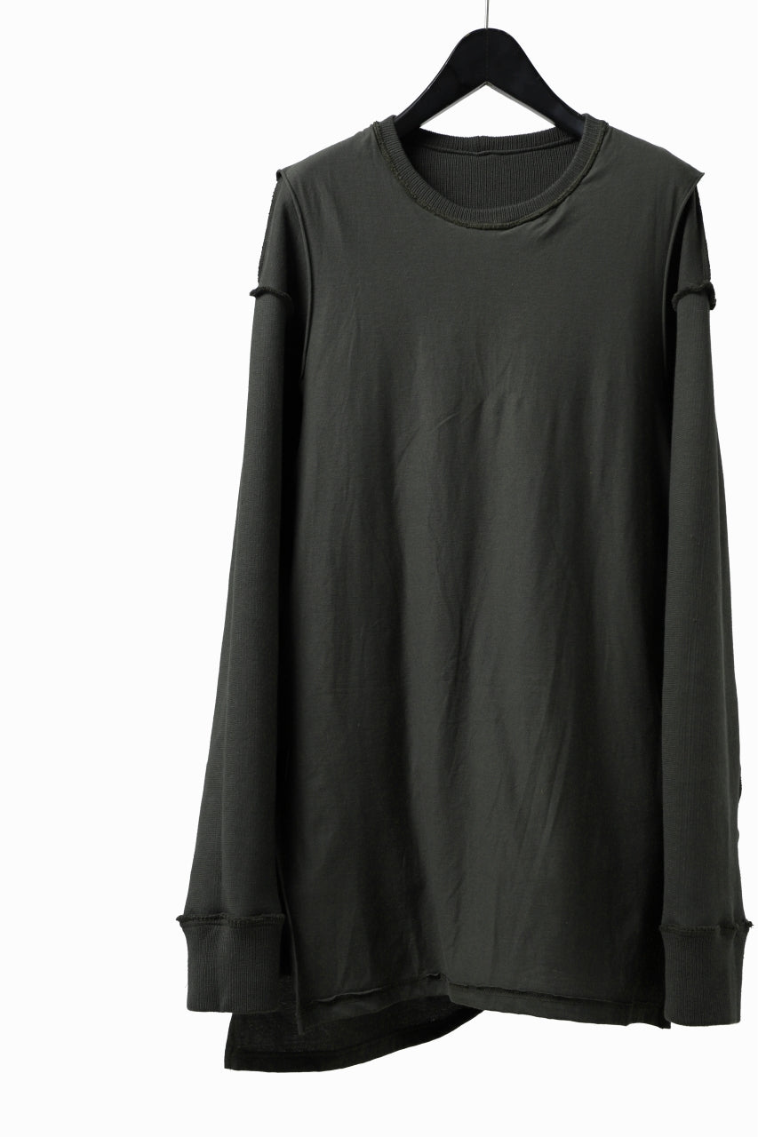 画像をギャラリービューアに読み込む, A.F ARTEFACT LAYERED ZIP PULLOVER / COTTON KNIT+JERSEY (KHAKI)