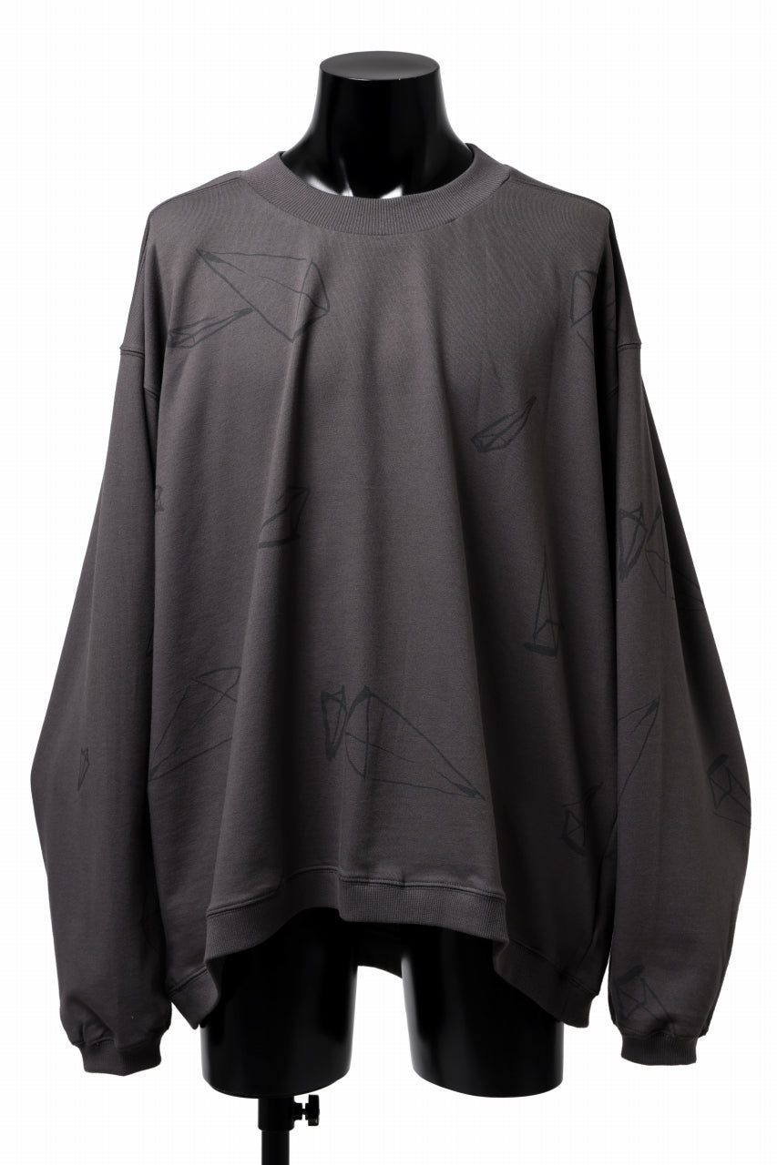 画像をギャラリービューアに読み込む, A.F ARTEFACT PYRA PATTERN PRINT CREW NECK TOPS (GREY)