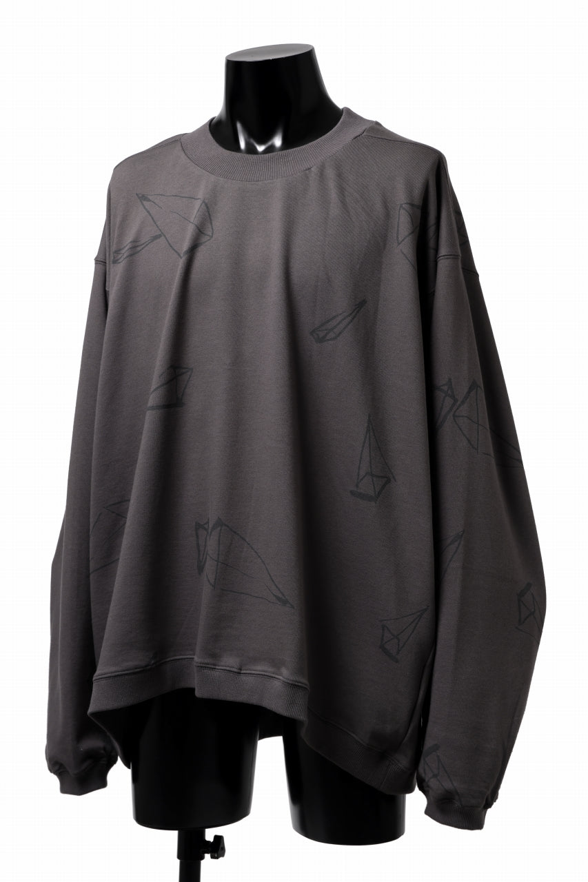 画像をギャラリービューアに読み込む, A.F ARTEFACT PYRA PATTERN PRINT CREW NECK TOPS (GREY)