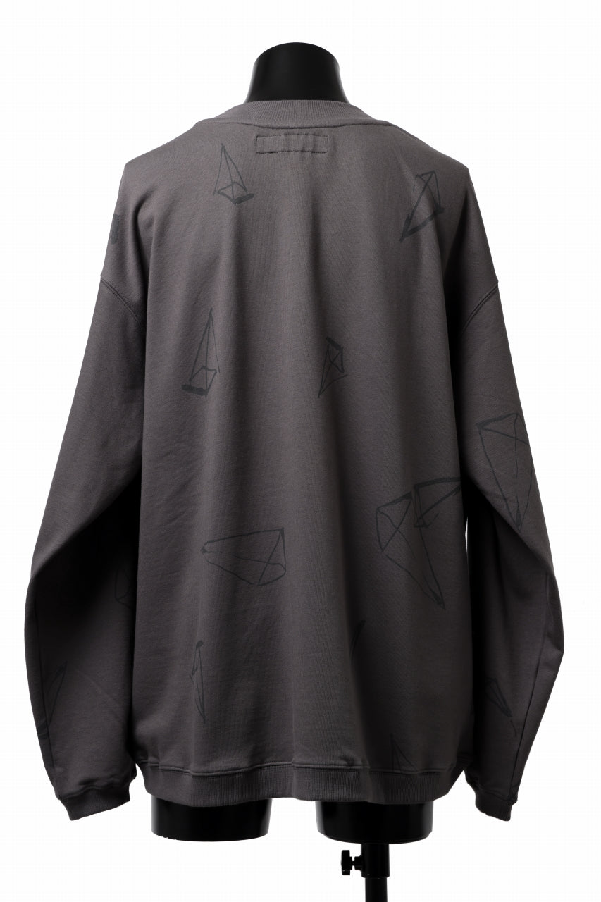 画像をギャラリービューアに読み込む, A.F ARTEFACT PYRA PATTERN PRINT CREW NECK TOPS (GREY)