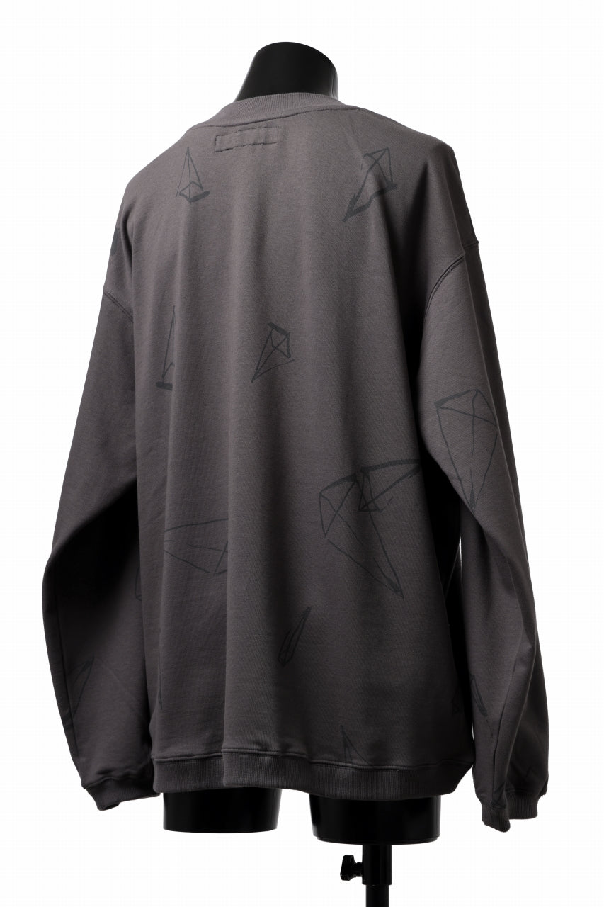 画像をギャラリービューアに読み込む, A.F ARTEFACT PYRA PATTERN PRINT CREW NECK TOPS (GREY)