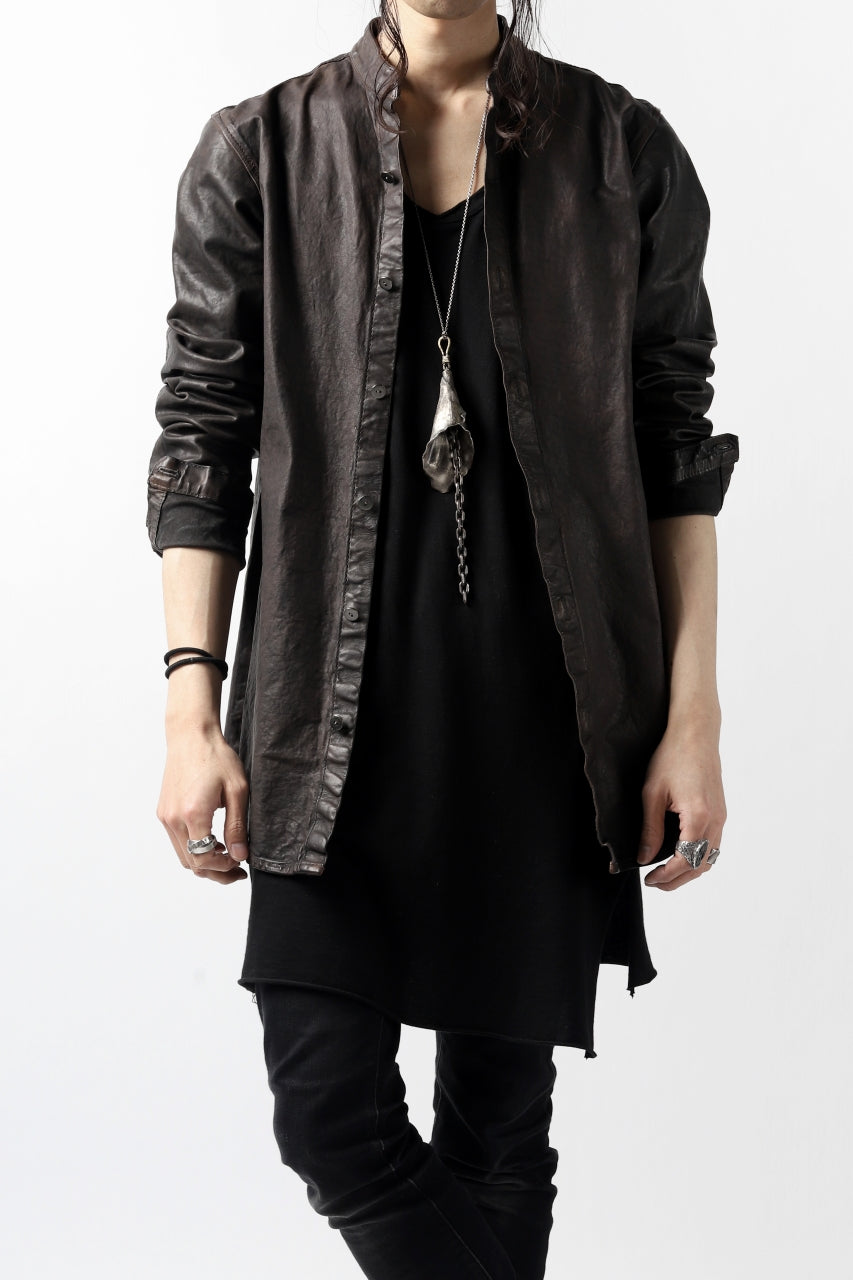 Load image into Gallery viewer, ISAMU KATAYAMA BACKLASH exclusive LEATHER SHIRT / ITALY SHOULDER 0.6mm (DARK GREY)