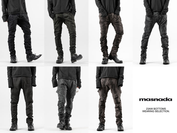RECOMMENDED |  STRETCH MICRO RIP & JEAN, HEMP WOOL BOTTOMS - masnada.(23AW)