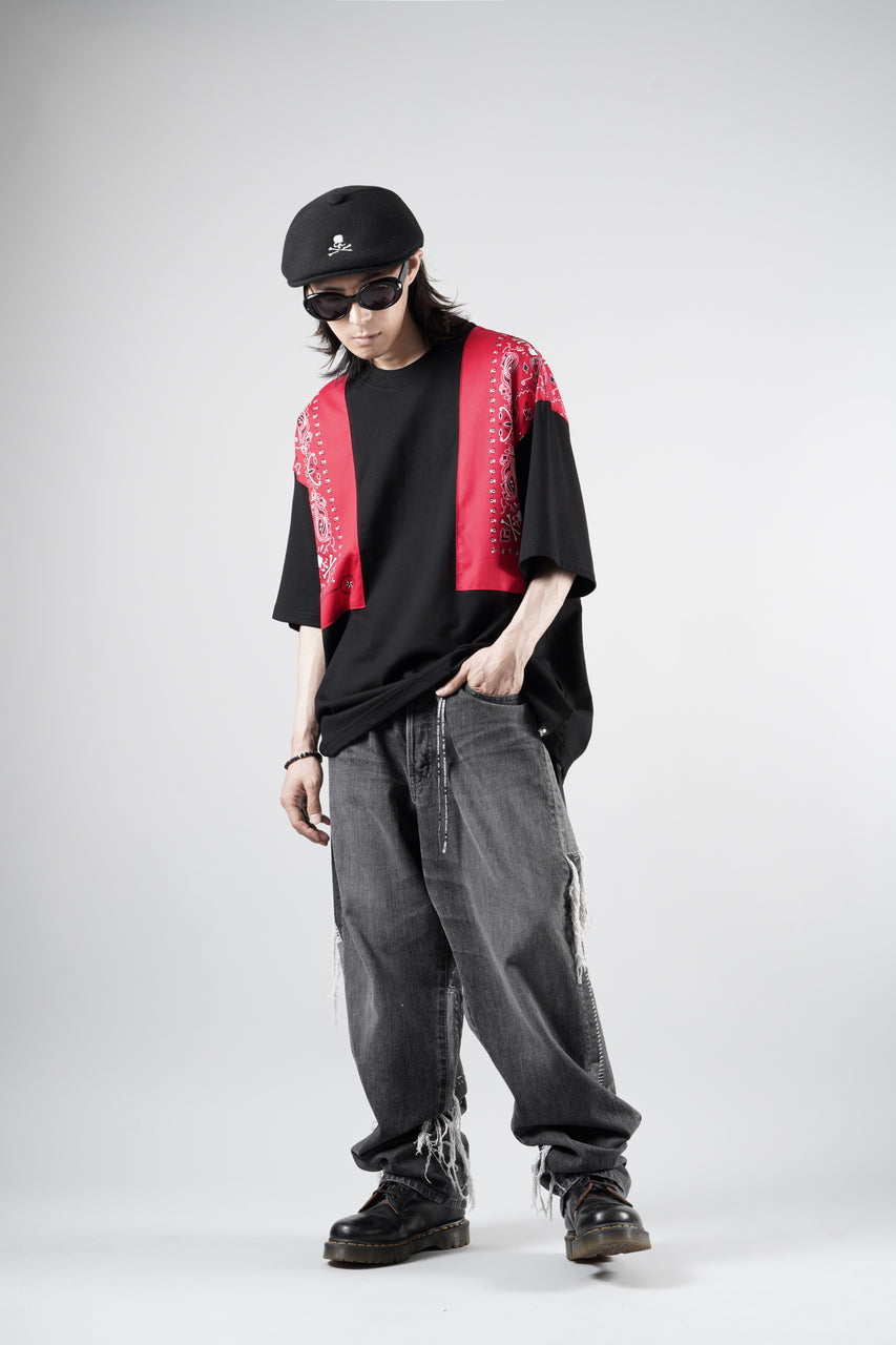 画像をギャラリービューアに読み込む, mastermind JAPAN BANDANA SS TEE / BOXY FIT (BLACK x RED)