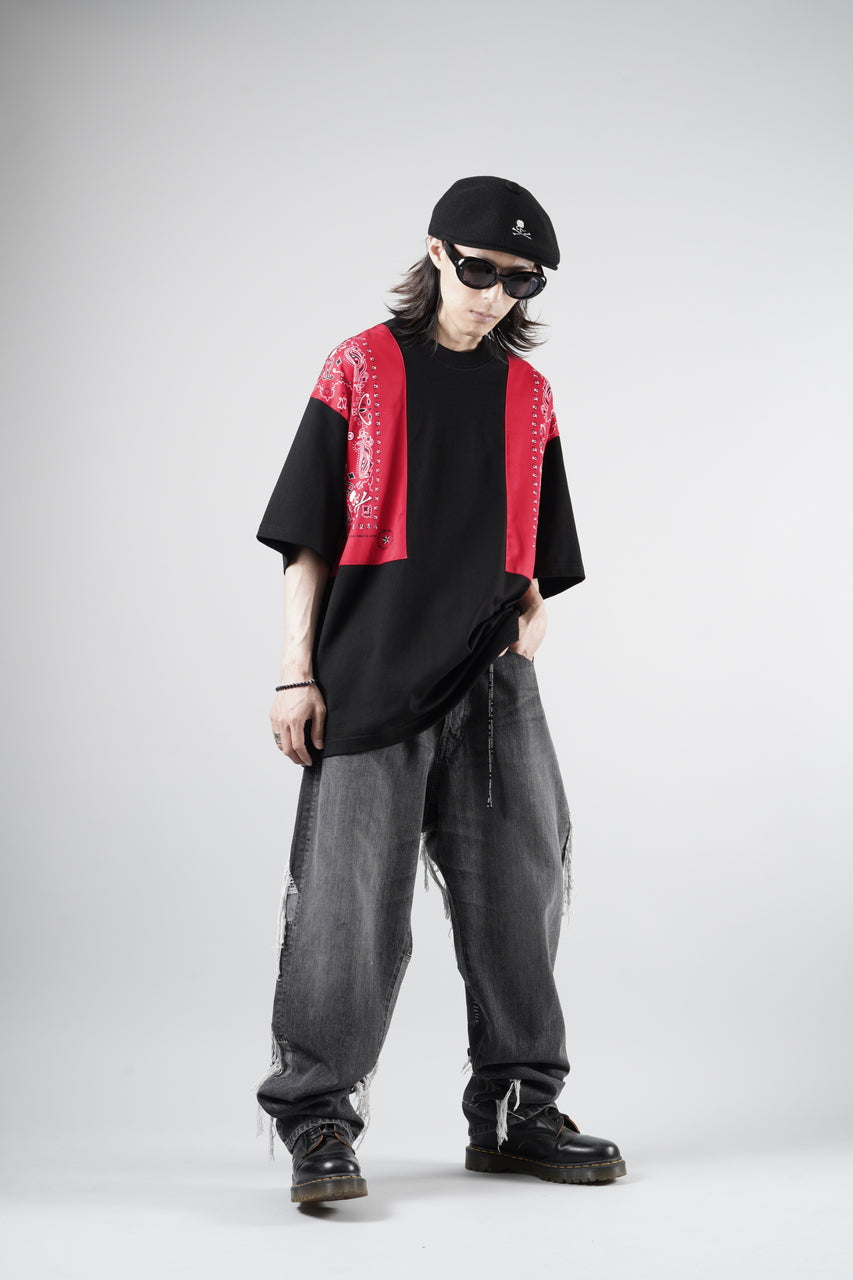 画像をギャラリービューアに読み込む, mastermind JAPAN BANDANA SS TEE / BOXY FIT (BLACK x RED)