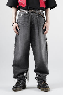 画像をギャラリービューアに読み込む, MASTERMIND WORLD PATCHWORK JACQUARD STRAIGHT DENIM PANTS (BLACK)