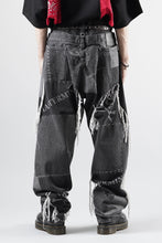 画像をギャラリービューアに読み込む, MASTERMIND WORLD PATCHWORK JACQUARD STRAIGHT DENIM PANTS (BLACK)