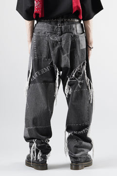 画像をギャラリービューアに読み込む, MASTERMIND WORLD PATCHWORK JACQUARD STRAIGHT DENIM PANTS (BLACK)