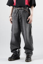 画像をギャラリービューアに読み込む, MASTERMIND WORLD PATCHWORK JACQUARD STRAIGHT DENIM PANTS (BLACK)