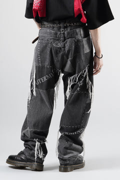 画像をギャラリービューアに読み込む, MASTERMIND WORLD PATCHWORK JACQUARD STRAIGHT DENIM PANTS (BLACK)