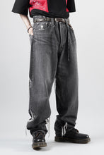 画像をギャラリービューアに読み込む, MASTERMIND WORLD PATCHWORK JACQUARD STRAIGHT DENIM PANTS (BLACK)