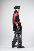 画像をギャラリービューアに読み込む, MASTERMIND WORLD PATCHWORK JACQUARD STRAIGHT DENIM PANTS (BLACK)
