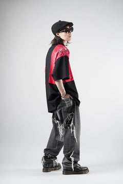 画像をギャラリービューアに読み込む, MASTERMIND WORLD PATCHWORK JACQUARD STRAIGHT DENIM PANTS (BLACK)
