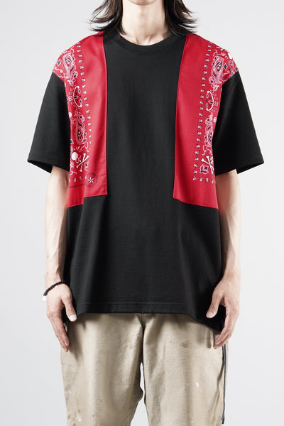 mastermind JAPAN BANDANA SS TEE / REGULAR FIT (BLACK x RED)