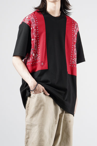 mastermind JAPAN BANDANA SS TEE / REGULAR FIT (BLACK x RED)