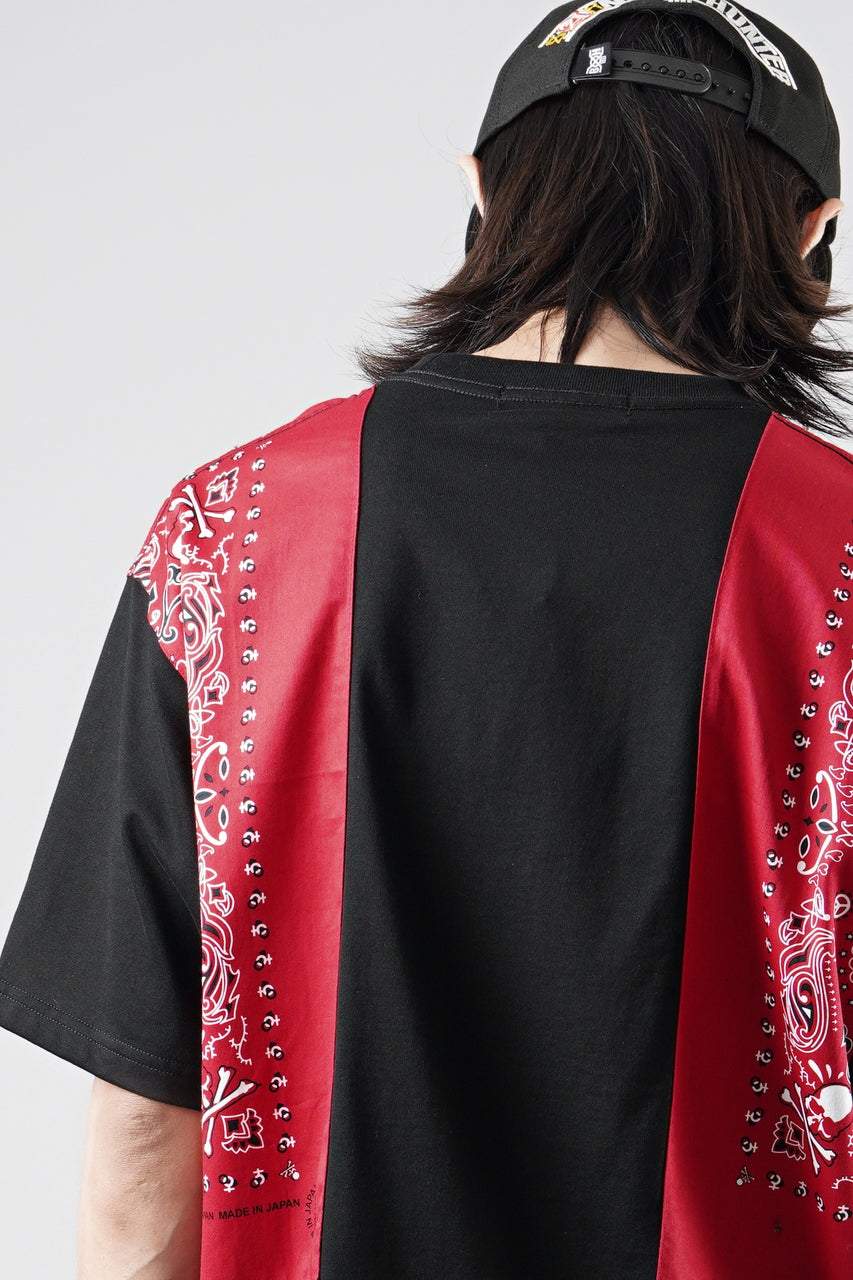 画像をギャラリービューアに読み込む, mastermind JAPAN BANDANA SS TEE / REGULAR FIT (BLACK x RED)