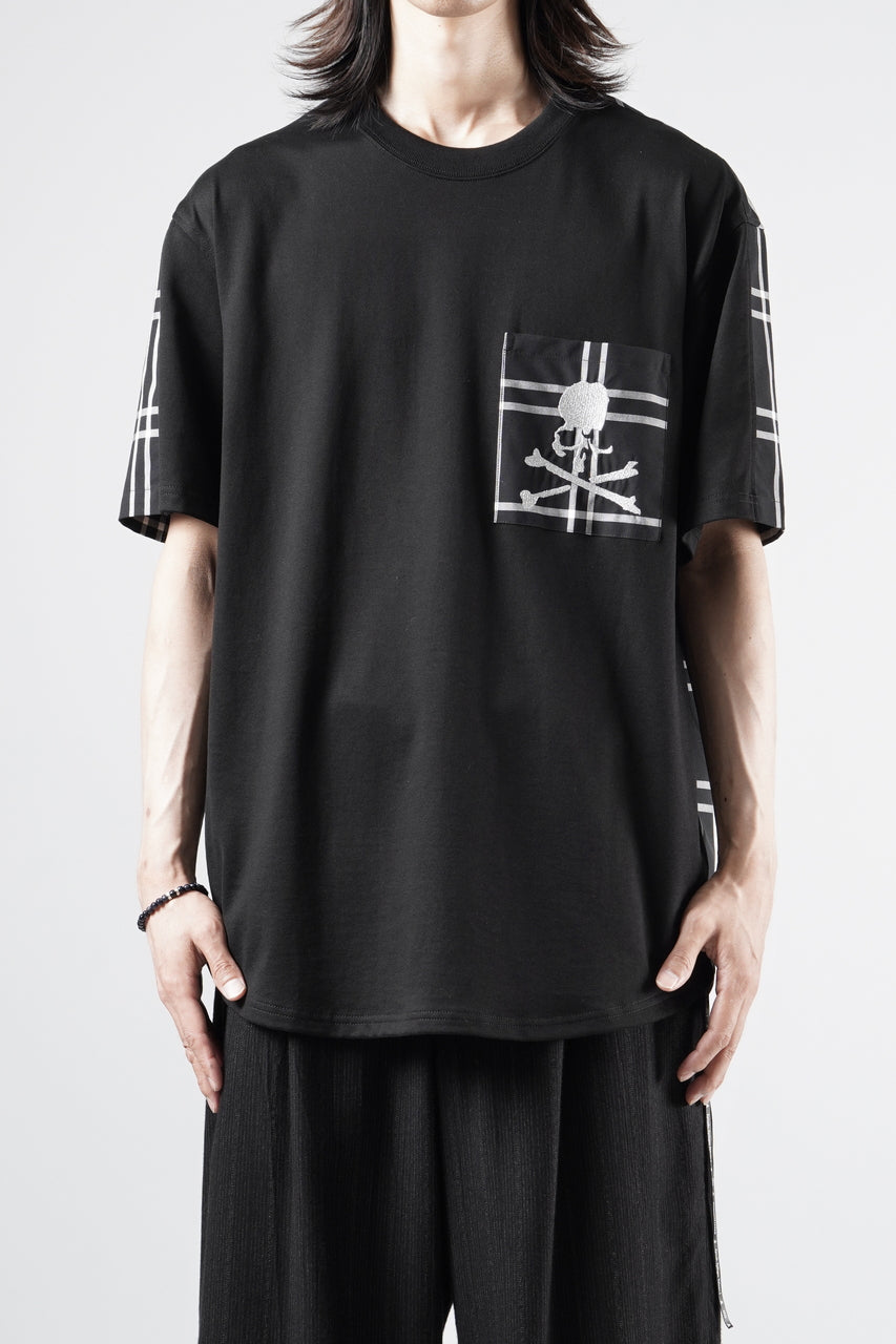 画像をギャラリービューアに読み込む, mastermind JAPAN MIXED-FABRIC POCKET SS TEE / REGULAR FIT (BLACK x BLACK)