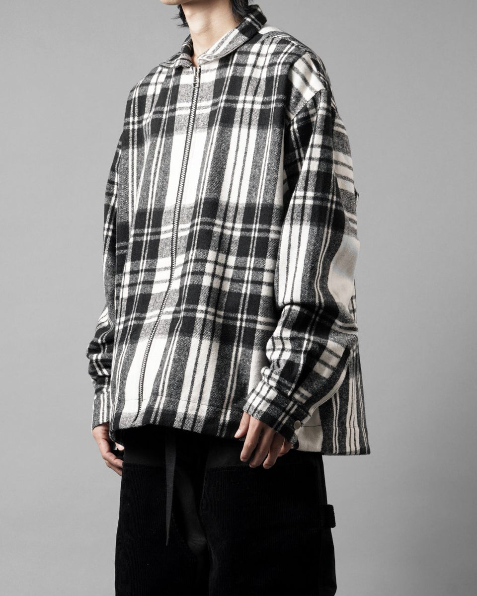 Load image into Gallery viewer, 【SAMPLE SALE】A.F ARTEFACT WOOL PLAID ZIP BLOUSON (BLACK x WHITE)